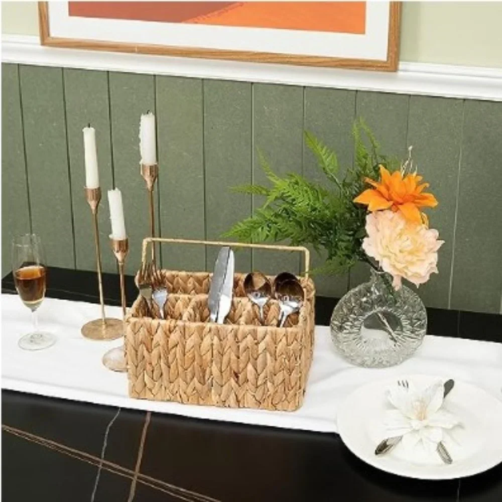 Natural Woven Wicker Kitchen Cooking Utensils / Office / Craft Supplies Holder
